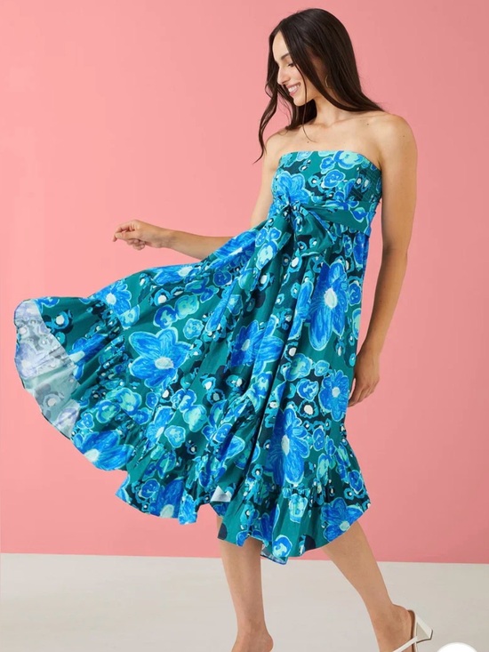Anthropologie Dresses & Skirts - Alivia Dalia Convertible Skirt Dress Anthropologie Blue Floral Maxi Midi NWT